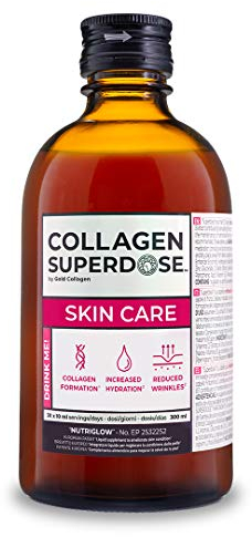 GOLD COLLAGEN Superdose Skin Care- Collagen Nutritional Supplements for Women & Men with Vitamin C, Biotin, Hyaluronic Acid, Zinc, Anti-Ageing Liquid for Hydrated Skin, Hair Growth, Strong Nails 300ml