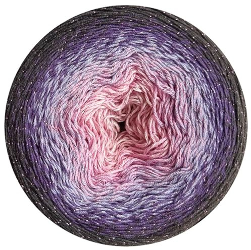 YarnArt Flowers Moonlight Glitter Cotton Yarn, Weight 9.17oz Length 1093 Yards Rainbow Crochet, Metallic Lurex Handknit Shiny, Silvery Cake, Multicolor Cotton,Rainbow Crochet (3276)
