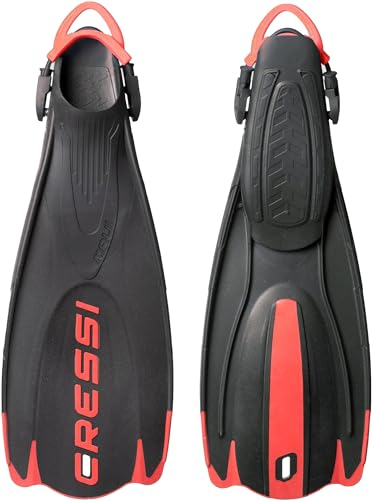 CRESSI Maui Fins Schwarz/Rot (Dive Center) L/XL (44/47) - Unisex Verstellbare Flossen mit EBS System zum Schwimmen und Schnorcheln