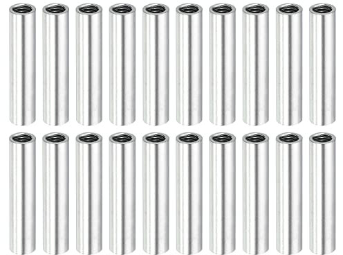 sourcing map Manchon Filetée Rond Écrou Accouplement M4x0.7mm Femelle Filetage 25mm Raccorder Tige Barre Goujon Tube Écrou Connecteur pour Rallonger, Argenté Paquet de 20