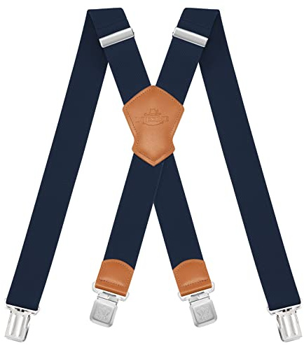 Dresime Hosenträger für Herren mit 4 starken Clips 4cm breit, X Form elastisch einstellbar Länge für Männer und Damen Overalls Jeans, Arbeitshosen, Jumpsuits, Motorradhosen, etc.