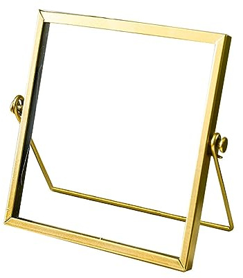 Glas metall bildram 15 x 15 cm, fotoram av metall guld, bildram retro vintage svävande bildram geometrisk bildram för foton, kort, affischer, certifikat, skrivbordsdekoration