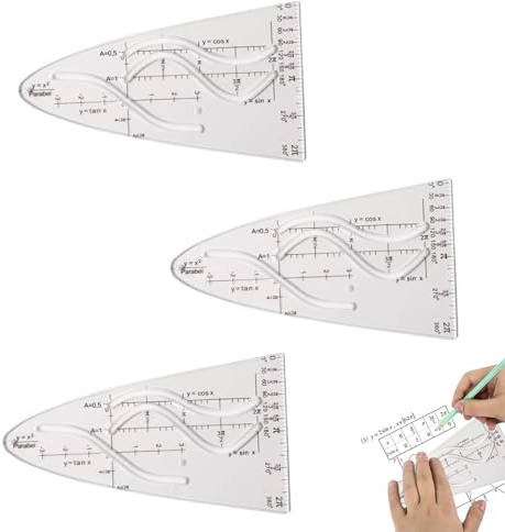 3 Stück parabelschablone mathe Parabel parabelschablone Geometrie Schablone,parabel schablone Parabelschablone, für Mathe und Sinus/Kosinus Übungen.Parabel, Parabelschablone