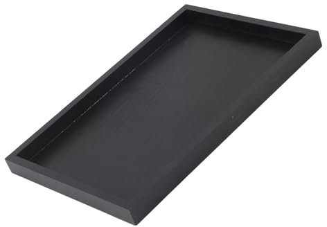 Nikou Bandeja rectangular de madera maciza, bandeja de madera rectangular, bandeja negra rectangular para té, café, aperitivos, 30 x 20 x 2 cm