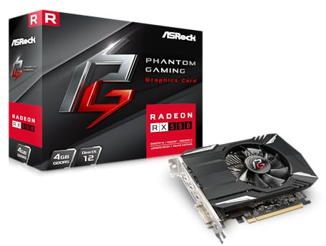 Asrock Phantom Gaming Radeon RX550 4G AMD Radeon RX 550 4 GB GDDR5 (Asrock RX550 Phantom Gaming 4G, 4GB DDR5, DVI, HDMI, DP, 1100MHz Clock)