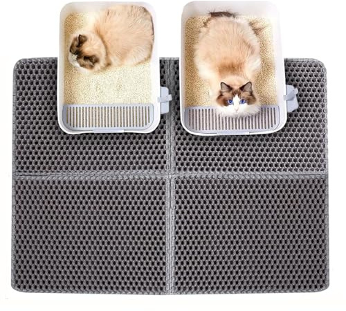Asoway Tappetino Lettiera Gatto Grande 76X61CM, Pieghevole Tappetino Per Lettiera Gatti Doppio Strato a Nido d'Ape, tappetino raccogli sabbia lettiera gatto Facile da Pulire