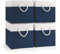 Woodluv Storage Cube Boxes Large, Set of 4 Foldable Storage Basket for Cupboards, Shelves, Closet, Set of 4, Navy Blue, 25 x 25 x 25 cm