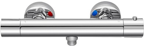 Auralum Miscelatore Doccia, Miscelatore Termostatico Doccia in Lega di Zinco, Rubinetto Doccia da Muro con Controllo Costante Della Temperatura fino a 38°, Cromato