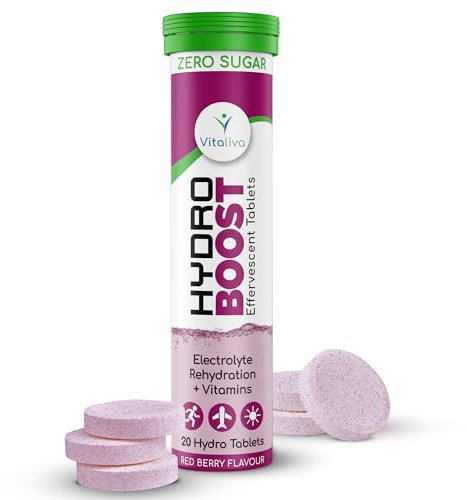 Hydro Boost Electrolyte Tablets + Vitamins | Rapid Rehydration & Recovery | Zero Sugar | New Strawberry & Raspberry Flavour | Vegan Friendly | 20 Hydro Tabs