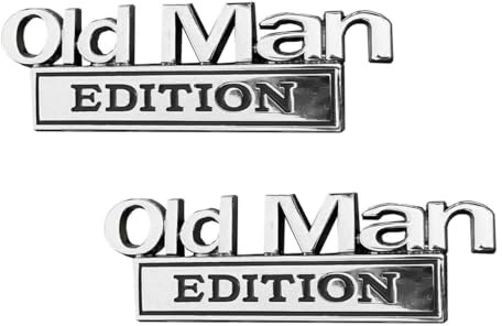 Ausi 2 st Old Man Edition 3D metall bilklistermärken roliga stötfångare emblem för bilar lastbilar SUVs motorcyklar sida baklucka zinklegering svart silver