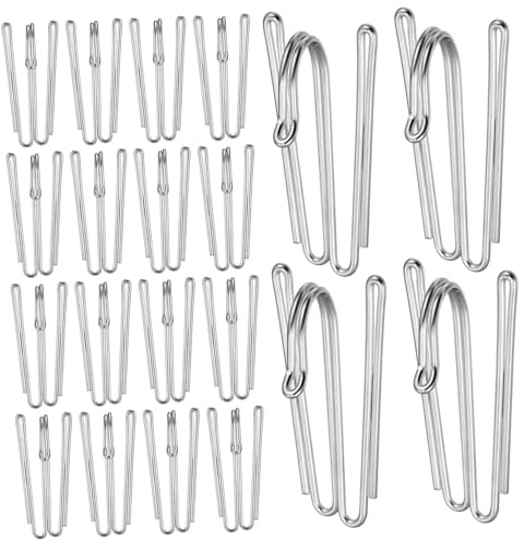 Gatuida 50 Ganchos de Acero Inoxidable para Cortinas 4 Puntas Plegables para Cortinas de Ducha y Ventanas Accesorios para Colgar Visillos
