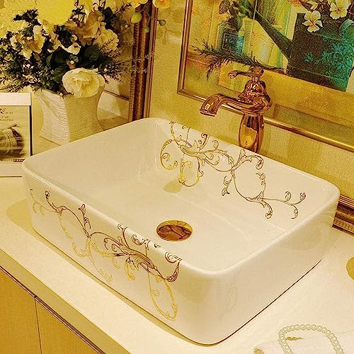 Countertop Basin Table Basin,Rectangle Ceramic Hand Washbasin,Home Bathroom Washbasin,Bathroom Sinks,B,A (B A)