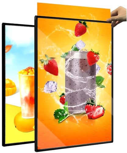 Caja de luz LED ultrafina con vidrio templado para exhibición publicitaria montada en la pared en restaurantes, bares y tiendas