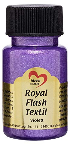 Ideen mit Herz Royal Flash Textil, Glitzer-Metallic-Farbe | hochdeckend, cremige Textilfarbe auf Wasserbasis | für helle und dunkle Textilien | 50 ml (violett)