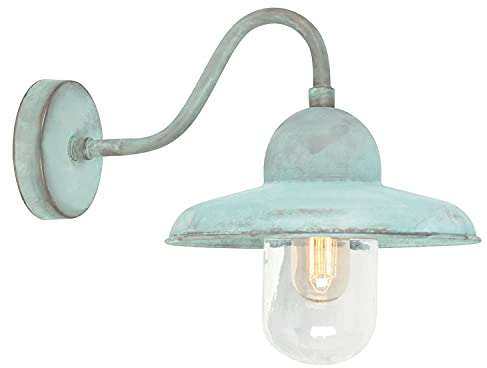 Antike Außenleuchte aus Messing Grün rostfrei wetterfest maritimes Design Wandlampe Haus Terrasse