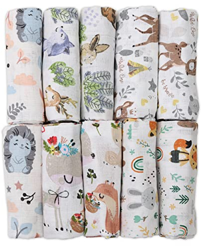 FENSILO Mulltücher - Mullwindeln - 10er Pack 70x80 cm - Stoffwindeln, Made IN EU, schadstoffgeprüft -Spucktücher Baby Junge – Baby Mullwindeln-Rosa 2