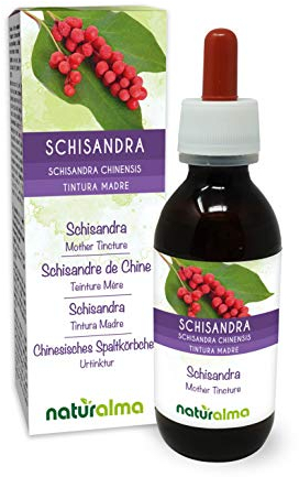 Schisandre de Chine (Schisandra chinensis) fruits Teinture Mère sans alcool Naturalma - Extrait liquide gouttes 120 ml - Complément alimentaire - Végétalien ou végan