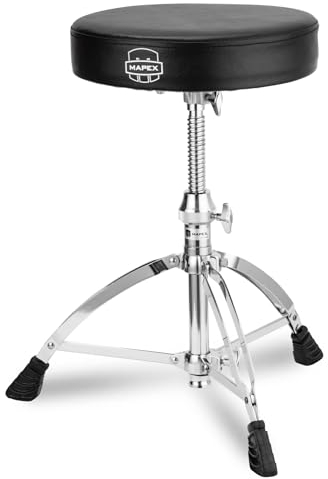Mapex Drumhocker - runder Sitz, doppelstrebig, Schwarz, Stoff, klassisch-traditionell, Drumthron
