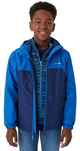 Eddie Bauer Boys' Jacket - Lone Peak Waterproof 3-in-1 Insulated Windbreaker Coat with Removable Fleece Lining (5-20), Size 10-12, Nautical Blue