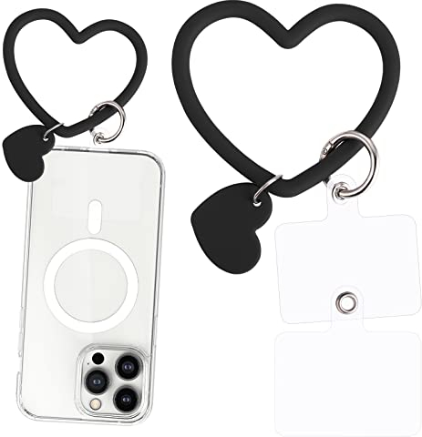TIESOME Phone Loops, cordon de téléphone en silicone avec joint en forme de cœur, support de téléphone pour la main, universel pour l'ancrage de l'étui du téléphone, adapté à tous les smartphones