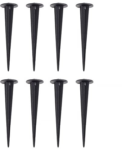 Garden Stakes, 8 Pack Ground Light Spikes Stakes, 16cm Ground Solar Torch Light Spikes Landscape Edging Stakes, Aluminum Coated Steel Tube Sturdy Garden Canes Spike Flood Light Stakes Sand Wood