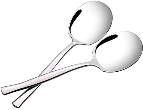 Qskely Lot de 6 grandes cuillères de service en acier inoxydable, grande cuillere service buffet