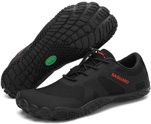 SAGUARO Herr dam barfotaskor vandringsskor traillöparskor minimalistiska utomhus vattensportskor storlek 36–48, svart kol, 46 EU