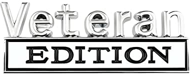 CGEAMDY Etiqueta Engomada del Emblema de la Edición Veterano, Calcomanías del Coche 3D Accesorios Coche de la, Decoración del Etiqueta Engomada al Aire Libre, para Vehículo, Camión(Plateado-Negro)