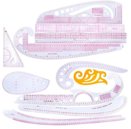 yuwqqoajv Feines und praktisches metrisches Lineal Set, vielseitig einsetzbar für Muster und Schablonen, Mehrzweck Schneidelineale, PVC Kleiderlineal