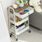 DOEWORKS Storage Trolley on Wheels Metal 3-Tier Trolley Cart with Drawer Kitchen Trolley Rolling Beauty Trolleys for Room Bathroom Office, White