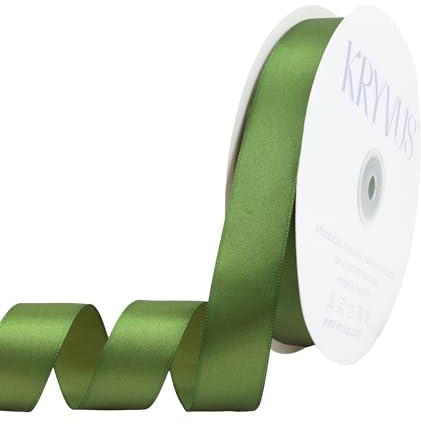 Olive Green Satin Ribbon 1 inch X Continuous 100 Yards, Single Face Polyester Ribbon Perfect for Gift Wrapping, Flower Bouquet, Wedding Decor, Crafts, Bow Making, Sewing and More