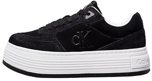 Calvin Klein Chunky Sole Sneaker Mujer Bold Laceup Low Suede de Ante, Negro (Black/Bright White), 38