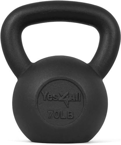Yes4All 70 lbs Kettlebell Heavy Cast Iron Solid Smooth Handle Weights for Women/Men, Strength Training Equipment