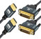 Thsucords 4K HDMI to DVI Cable 1M 2Pack, Gold-Plated & Braided DVI to HDMI Cable Bi Directional Compatible with Projector, Laptop, TV, PC, DVD Player