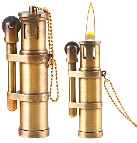 Nizirioo Briquet vintage en laiton - Alliage de zinc - Kérosène - Rechargeable - Cadeau pour homme (pas de kérosène)