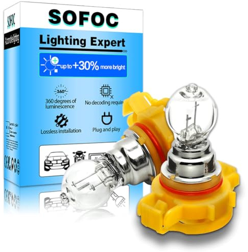 SOFOC PSX24W Ampoule 12V Feux de Brouillard Blanc Chaud Feux de Jour Feux de Stationnement PSX Ampoule Halogène 24W 2Pcs