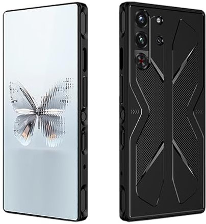 Lzzox for REDMAGIC 10 Pro Gaming Phone Case Camera Protection Texture Non-Slip Durable Scratch-Resistant Soft TPU Bumper Covers (Black)