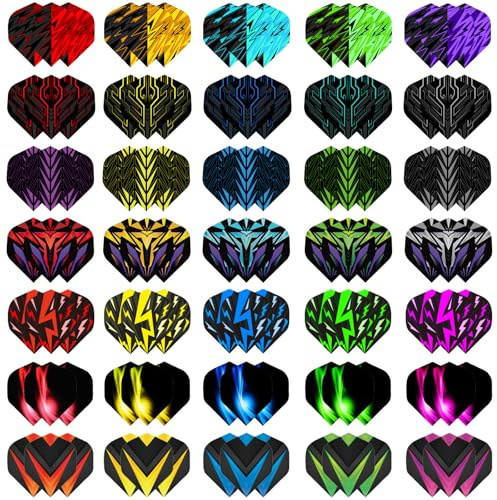 Dart Flights, 105 Teile (35 Sets) für Stahl- und Softdarts, Universell für Alu- & PVC-Schaften, 100μm Premium PET, 7 Designs × 5 Farben, Turnierqualität, Für den Deutschen Markt