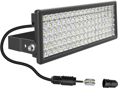 HOPEDAMAI 100W LED Strahler Außen Fluter 14000LM Flutlichtstrahler Superhell Scheinwerfer 6500K Flutlicht IP67 Wasserdicht, Verstellbarer 180° Halter, für Hof (mit kabelverbinder)