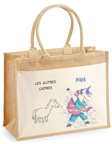 Planetee Cabas jute avec poche Cadres Les Autres Vs Moi - Cadeau Métier Anniversaire Noël Sac de shopping grande pochette
