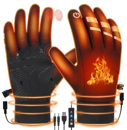 Sockywin USB Heated Gloves for Men Women Full Finger Hand Warmers Gloves 3 Levels Temperature Adjustable Heated Mittens Fast Heating for Outdoor Skiing Cycling