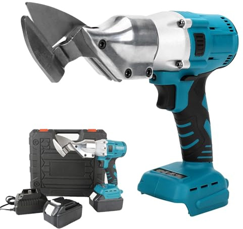 Electric Scissors - Heavy Duty Brushless Shears for Metal Cutting, Cordless with 2 Batteries, 1600rpm - Ideal for Metal Sheets, Leather, Carpets