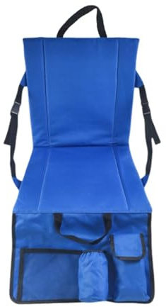 MotiveTech Cojín de Asiento de Estadio, Almohadilla de Asiento Plegable, Asiento de Suelo Y Asiento de Pie con Respaldo Y Práctica Bolsa de Almacenamiento para E, Azul