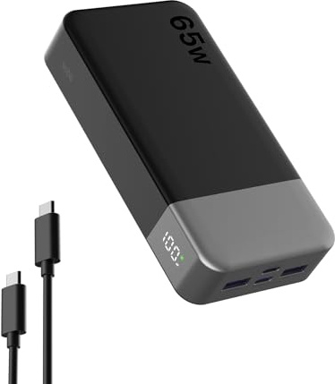 NOBIS Power Bank 20000mAh PowerBank 65W, Caricatore Portatile Ricarica Rapida Bidirezionale, 4 Porte USB-C/USB-A, Display Digitale, Ampia Compatibilità, Modalità a Bassa Corrente & Protezione Completa