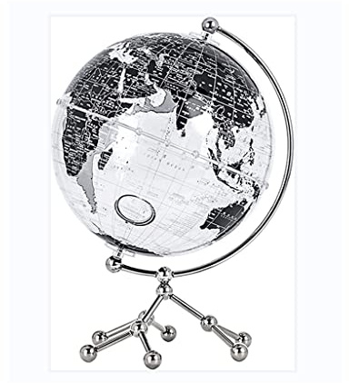 Glob, Transparent akryl 12 hög skrivbordsglob 360 graders roterande klot med metallstativ klar textmarkering(Black)