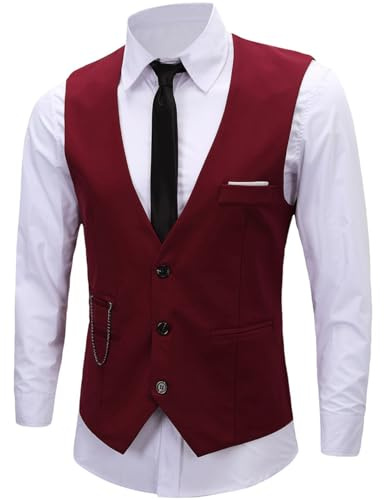 ERZTIAY Men's Formal Dress Vest Business Slim Fit Sleeveless Tuxedo Suit Vest Waistcoat