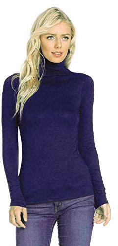 Candid Styles Womens Ladies Polo Roll Neck Long Sleeve Turtle Neck Plain Jumper Top 8 26, 12-14, Navy