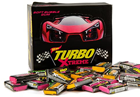 Bubble Gum Xtreme Turbo avec Chewing collection Cars, 90s Collection Bonbons, paquet de 100
