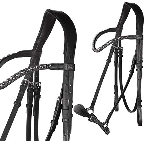 Heinick-Reitsport Trense Soft Hannoveranisch verstellbar Stride Schwarz ~ Glow-Ash ~ Vollblut