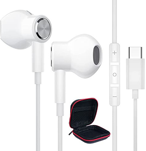Auriculares USB C para Samsung A17/A16/A26/A36/A56/A55/S25/S24/S23/S22/S21 HiFi Estéreo Magnético Auriculares USB Tipo C Headphones con Cable Earphones con micrófono para iPhone 17 16e 15 Pixel 10 9a